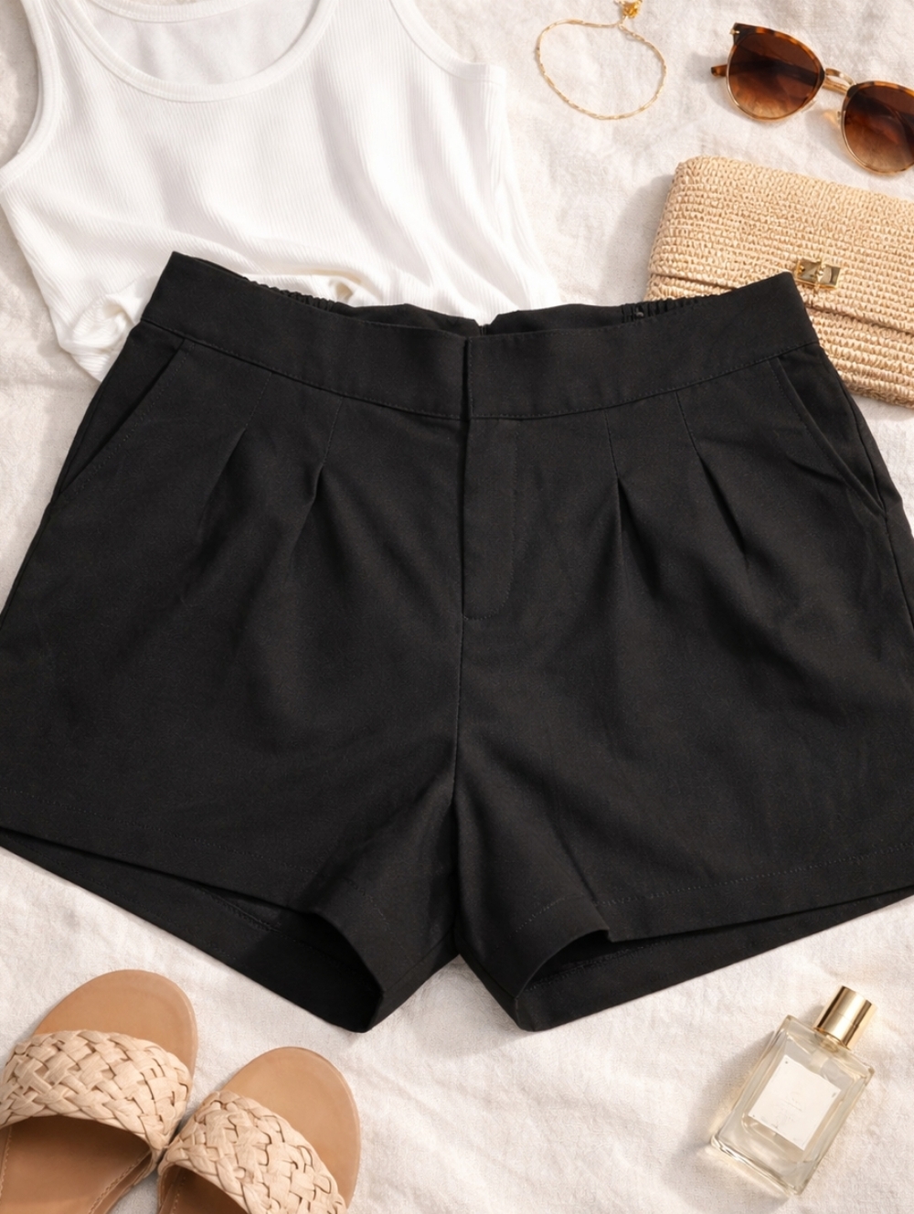 Torrid Black High Rise Pleated Shorts Size 20 Pull On Pockets